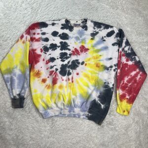HANES Tie Dye Long Sleeve Sweater Pullover Vintage Printpro VTG 90s Mens Size XL